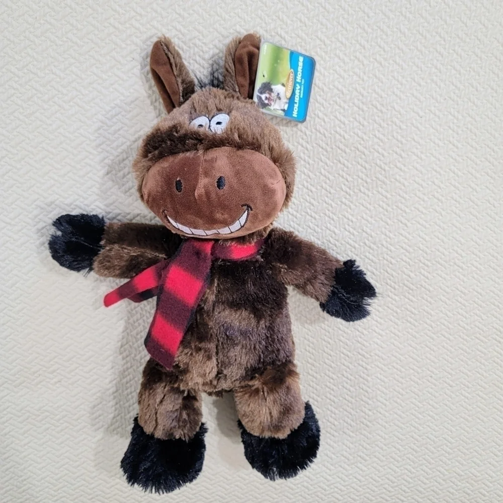NEW Holiday Horse Retriever Squeaky Toy Plush Dog Toy